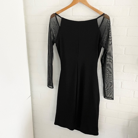 Lauren Ralph Lauren Mini dress Faux wrap V neckline Sheer Mesh long sleeve Sz 8 - Picture 11 of 11